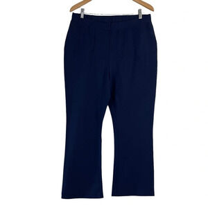 Roamans Blue Stretch Pants Plus Size 18W Pull On Casual Comfort Solid Pattern